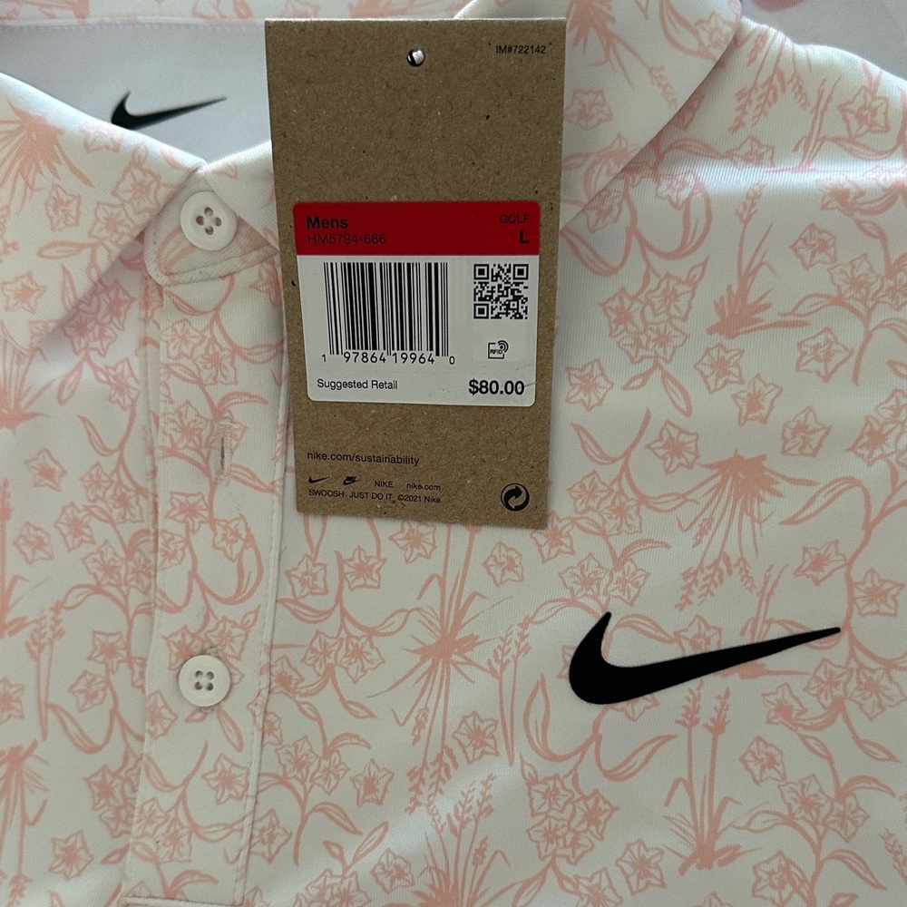 Nike Light Pink Graphic Polo Shirt L - Picture 3 of 5